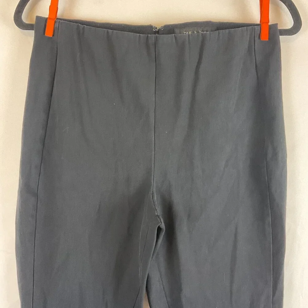 Rag & Bone Pants 10 Black Zipper Back Stretch Waist Straight Leg